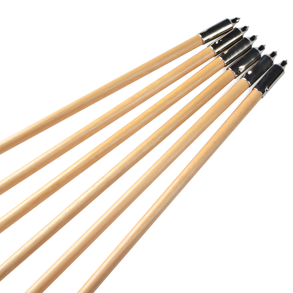 32" Indonesian White Wood Arrows with 4-Fletch Turkey Feathers (7-Color Set)