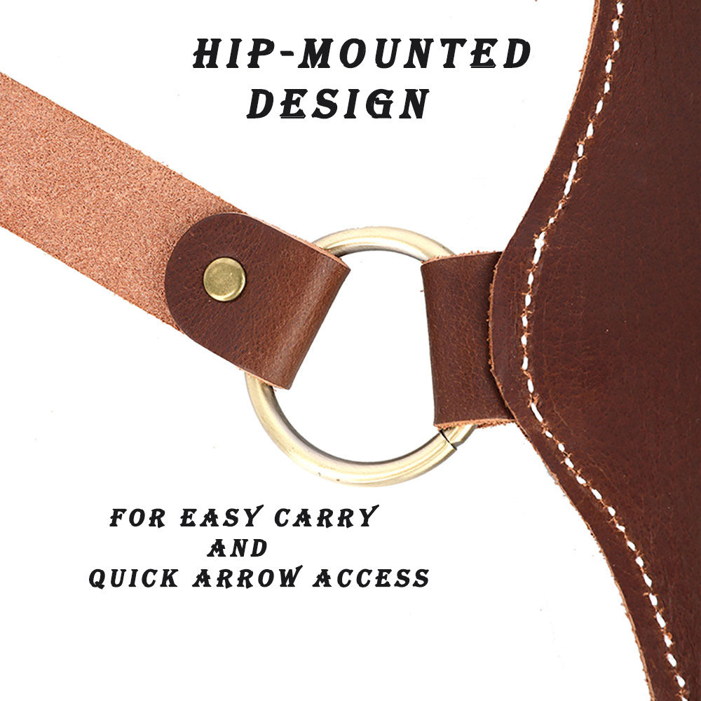 Premium Leather Hip Quiver for 20 Arrows Durable Archery Bag