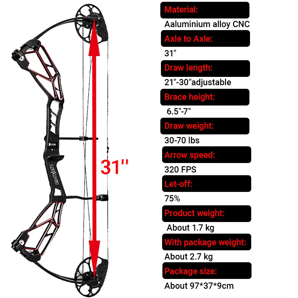 Dark Night Red Compound Bow 30-70lb 320fps Full Kit