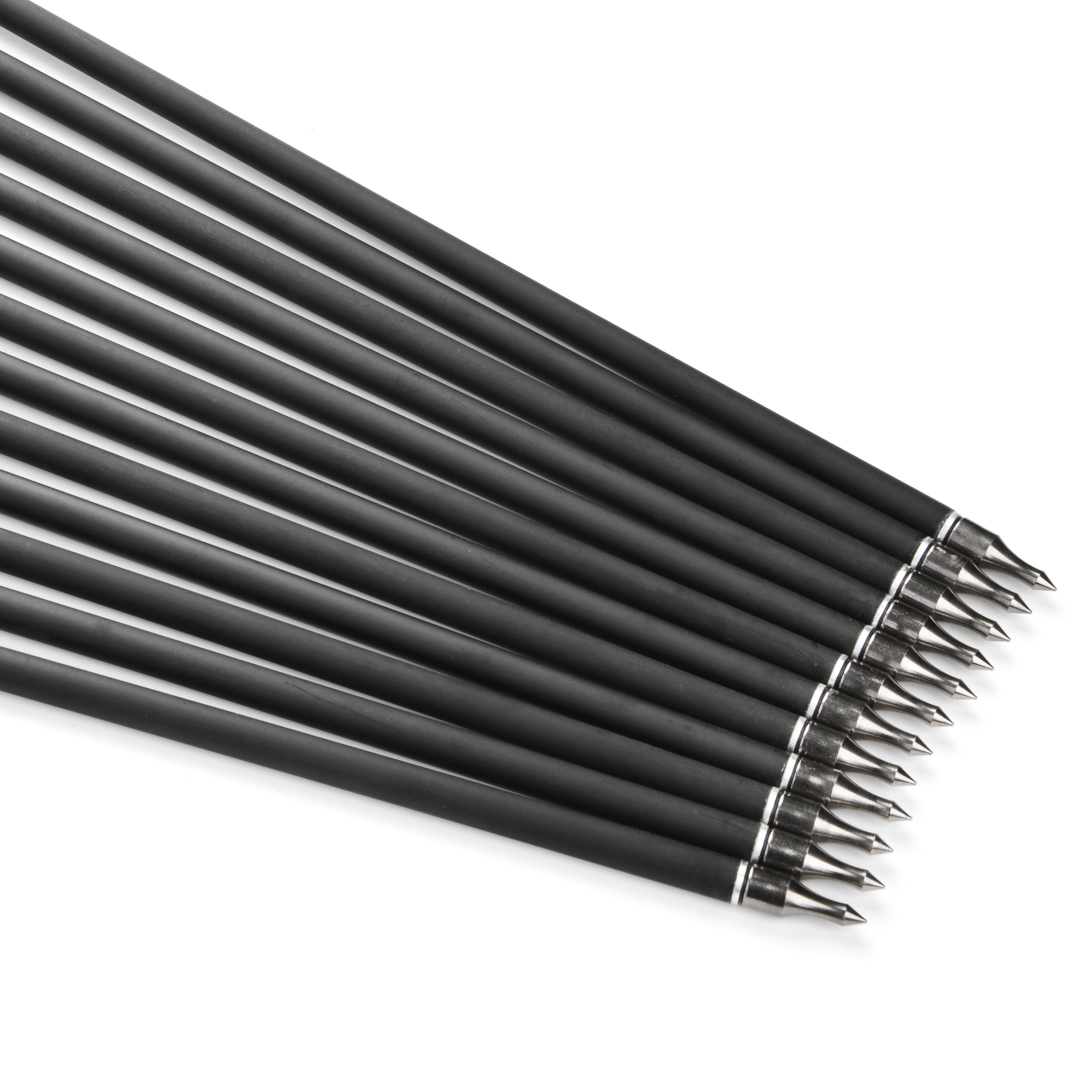 Archery Mixed Carbon Arrows Spine 500 with 3" Rubber Vanes and 100 Grain Threaded Tips (12pcs)