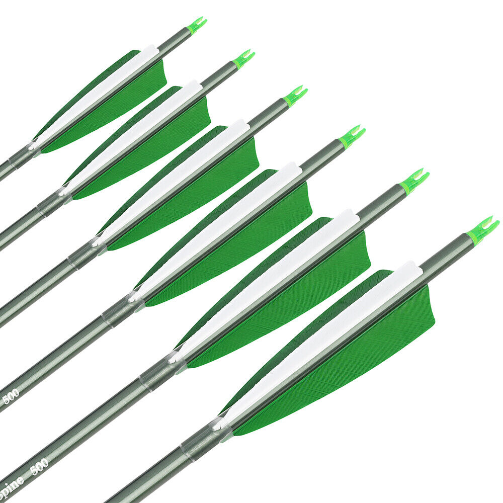 12pcs 30" Carbon Arrows Archery 4" Turkey Feather SP500 Arrowhead Bow Shooting Hunting