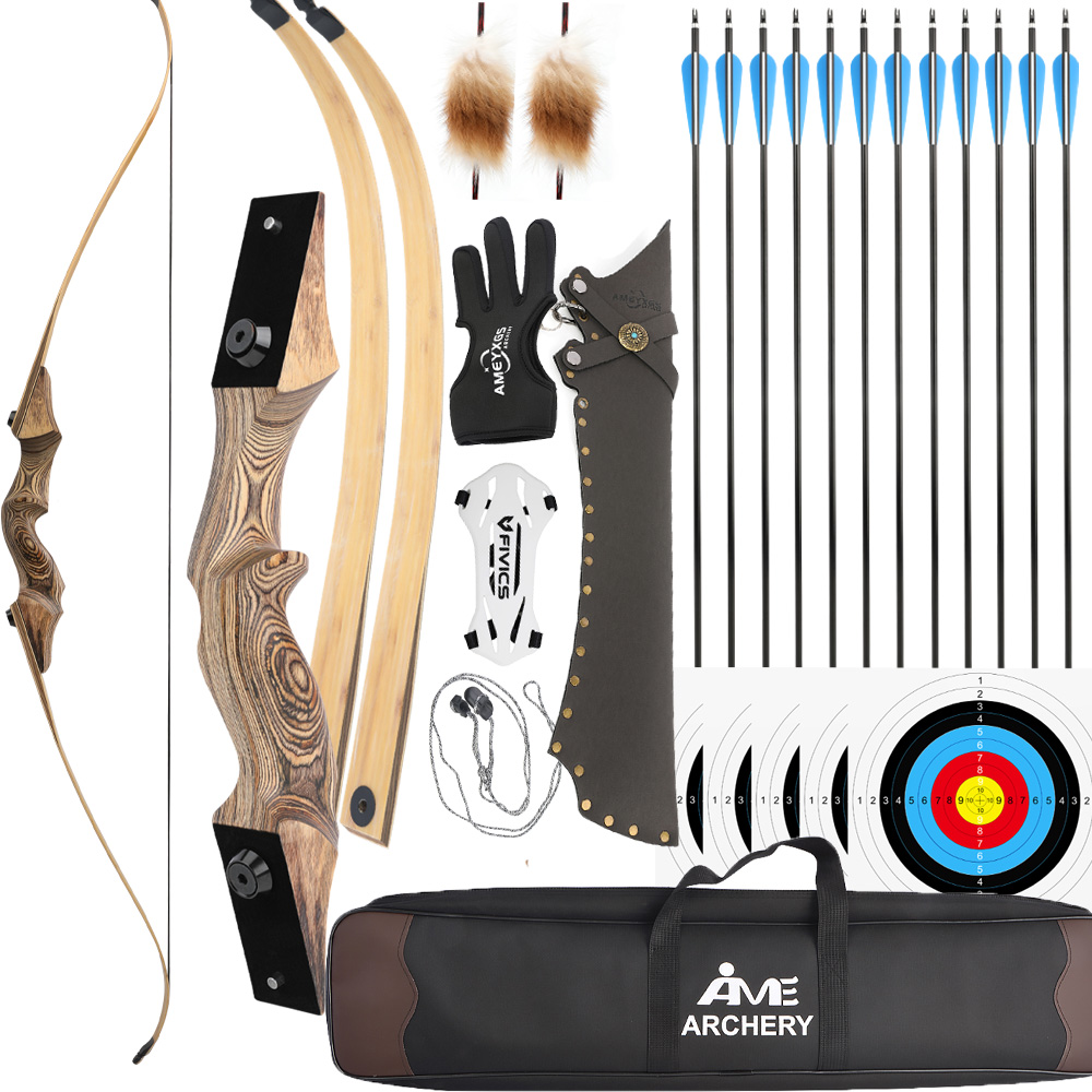 60" Takedown Recurve Bow Wooden Riser Bamboo Limbs