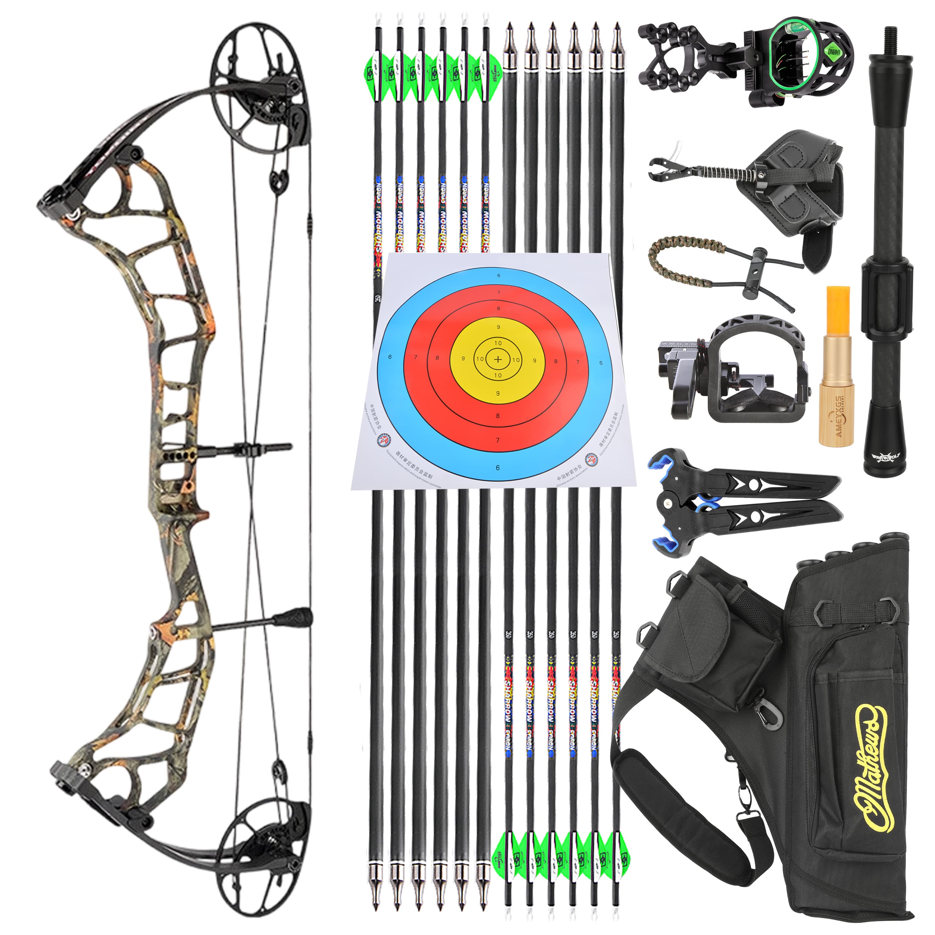 50-60lbs Compound BowArchery Set Target Hunting 