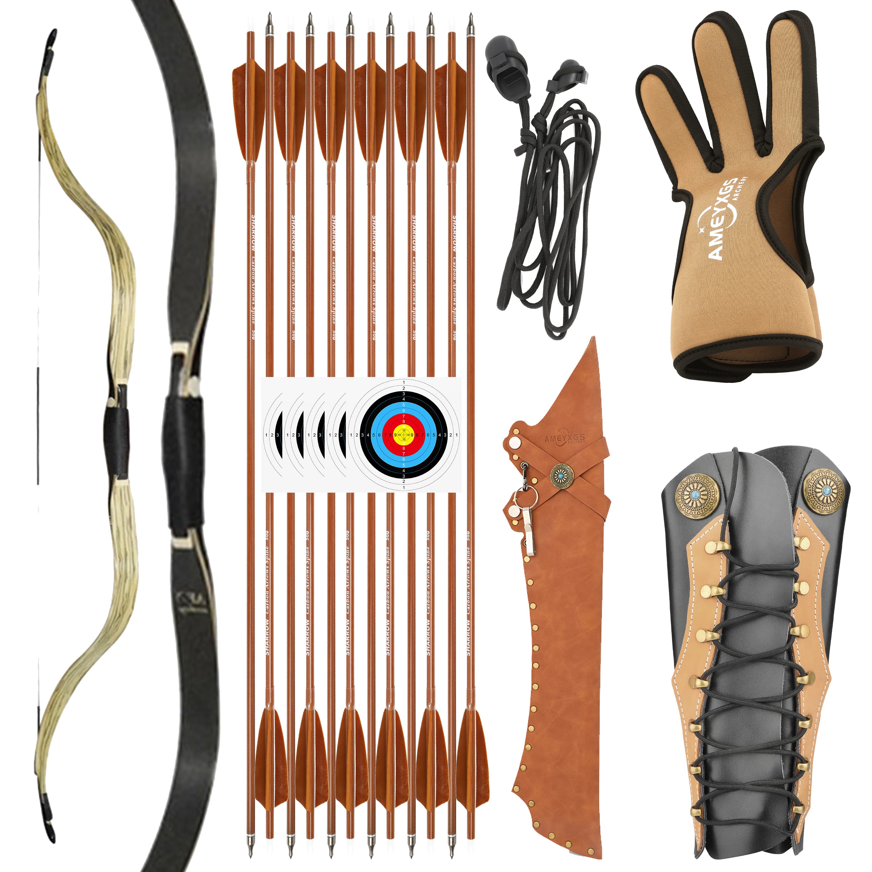 AF Traditional Recurve Bow 20-50lbs Handmade Laminated Bow Archery