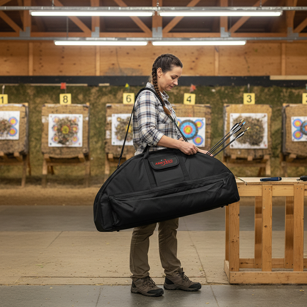 AMEYXGS Compound Bow Case Backpack – Black / Camo, 95cm / 115cm