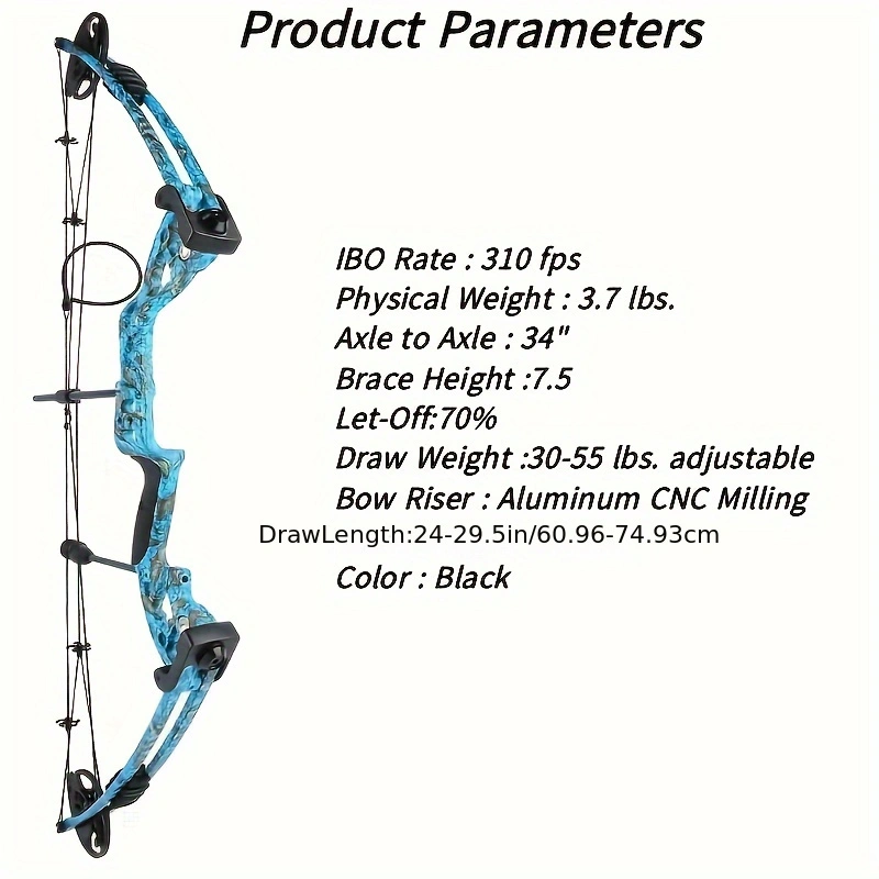 Blue Camouflage Compound Bow Set, Outdoor Shooting And Hunting Composite Bow Archery Set, Towing Weight 30-55 Pounds, Left And Right Hands