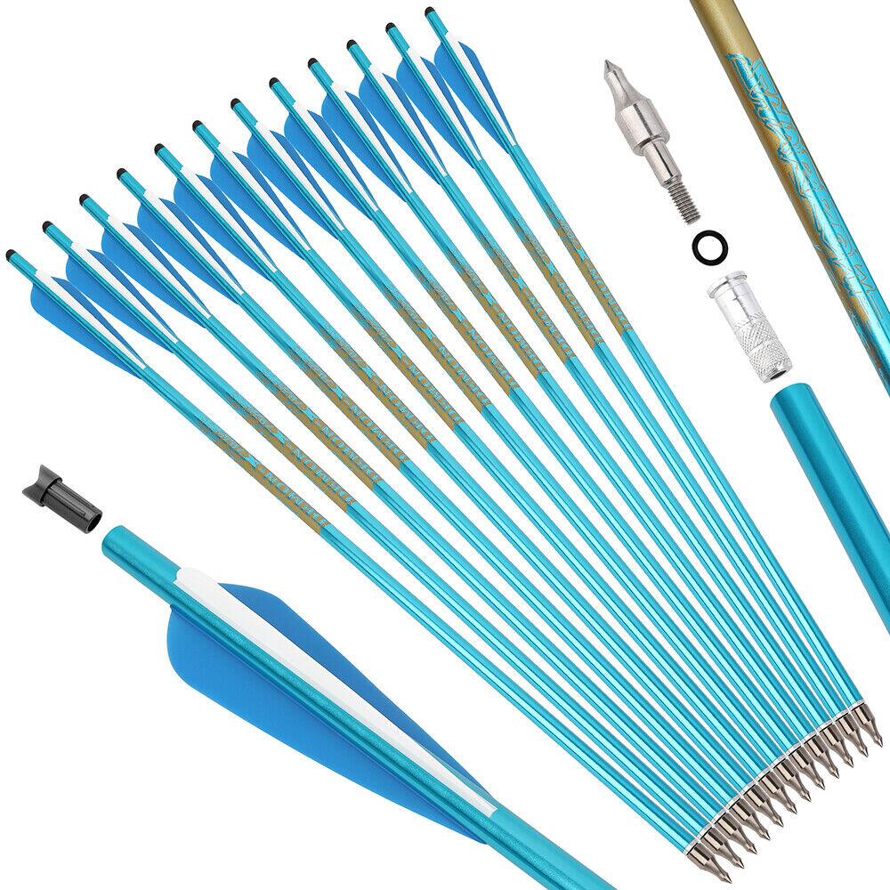 12pcs Crossbow Bolts Aluminum Arrows 20in 22in Vanes Crossbow Hunting Archery Shooting