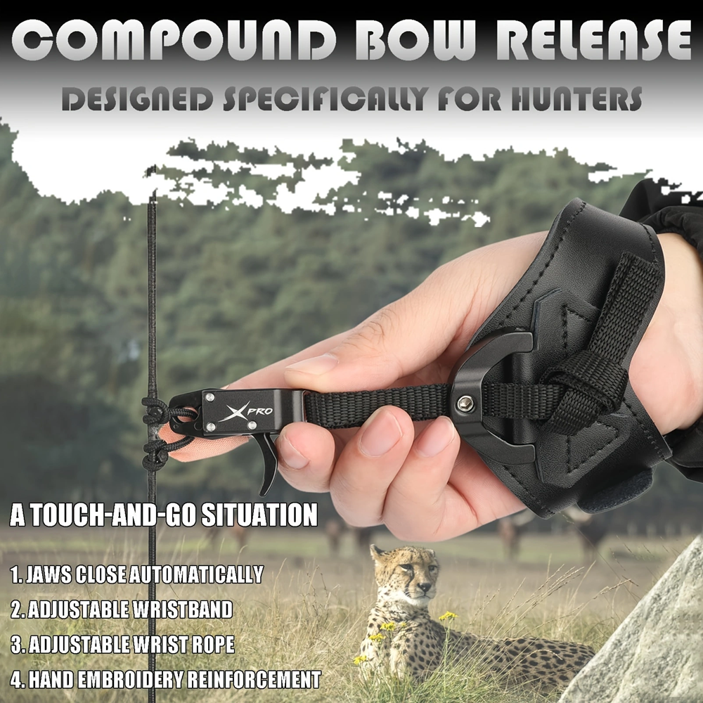 Automatic Jaw Closure Bow Release  3.0Oz Lightweight Archery Release Aids, Adjustable Jaws Sensitivity & Leather Wristband Wrist Guards, for Compound Bow