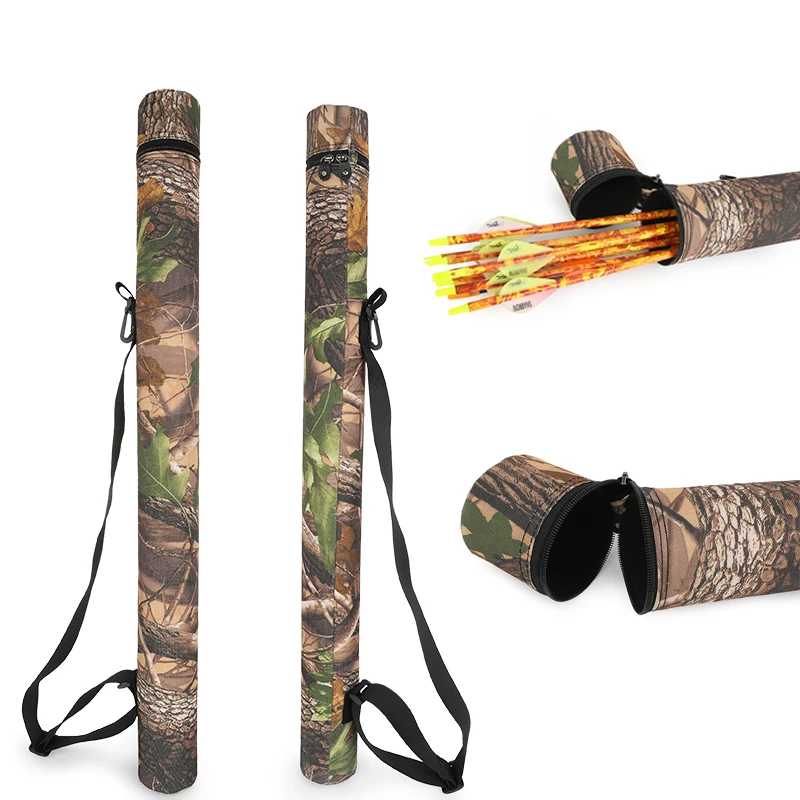 1pc Arrow Quiver Camo Arrow Case PVC Tube Adjustable Shoulder High Capacity Arrow Pouch for Archery Wild Hunting Shooting Target