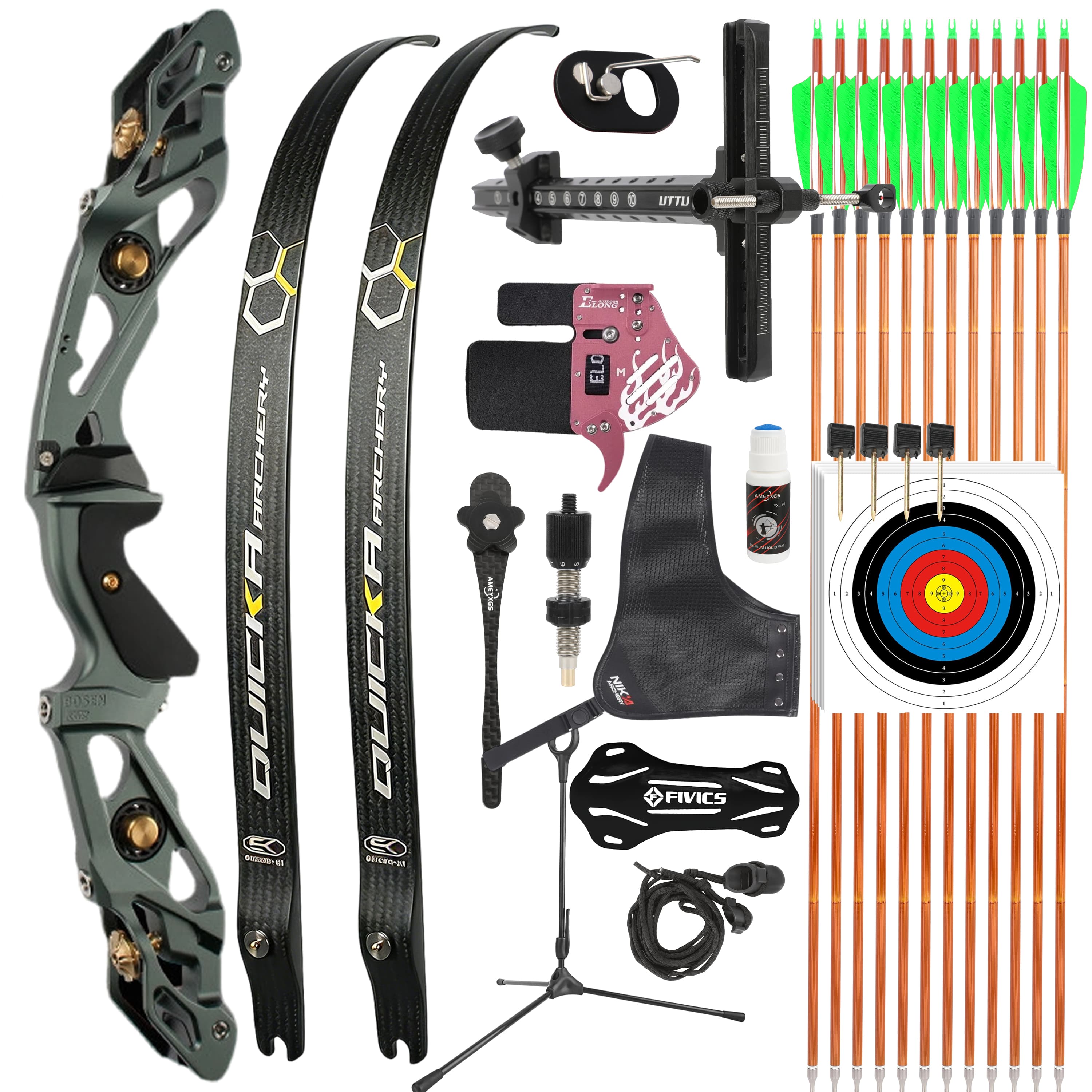BOSEN Takedown Recurve Bow Kit 18-50bs Shooting Archery Target 