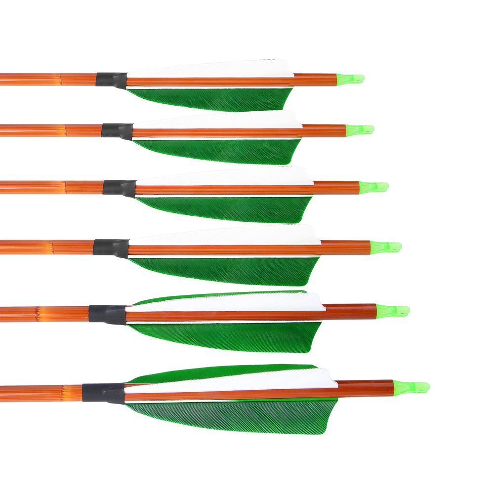12pcs 30" Spine 500 Bamboo Pattern Mixed Carbon Arrows with 12 Bonus Cross-Star Arrowheads – 7 Color Varieties