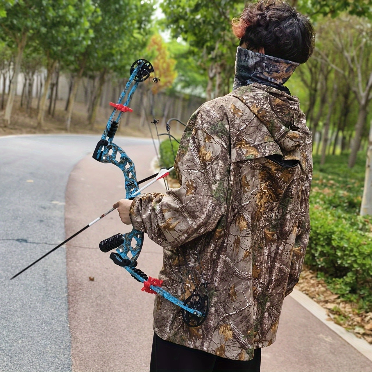 Blue Camouflage Compound Bow Set, Outdoor Shooting And Hunting Composite Bow Archery Set, Towing Weight 30-55 Pounds, Left And Right Hands