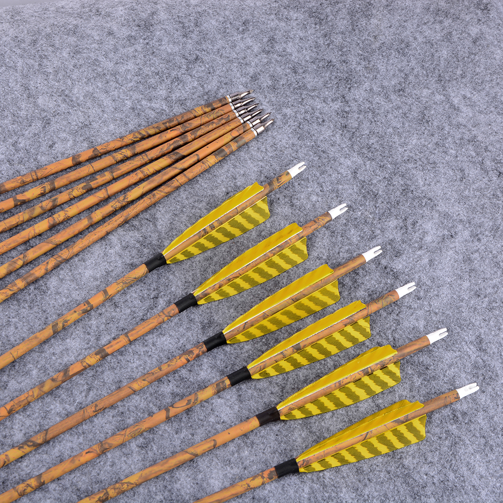 12pcs Carbon Arrows 500 sp Feather for Compound/Recurve Bow