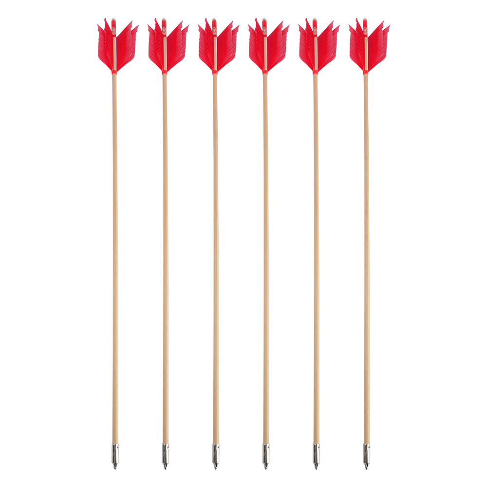 32" Indonesian White Wood Arrows with 4-Fletch Turkey Feathers (7-Color Set)