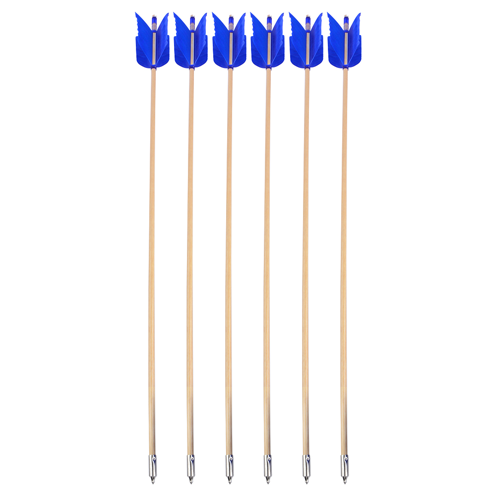 32" Indonesian White Wood Arrows with 4-Fletch Turkey Feathers (7-Color Set)