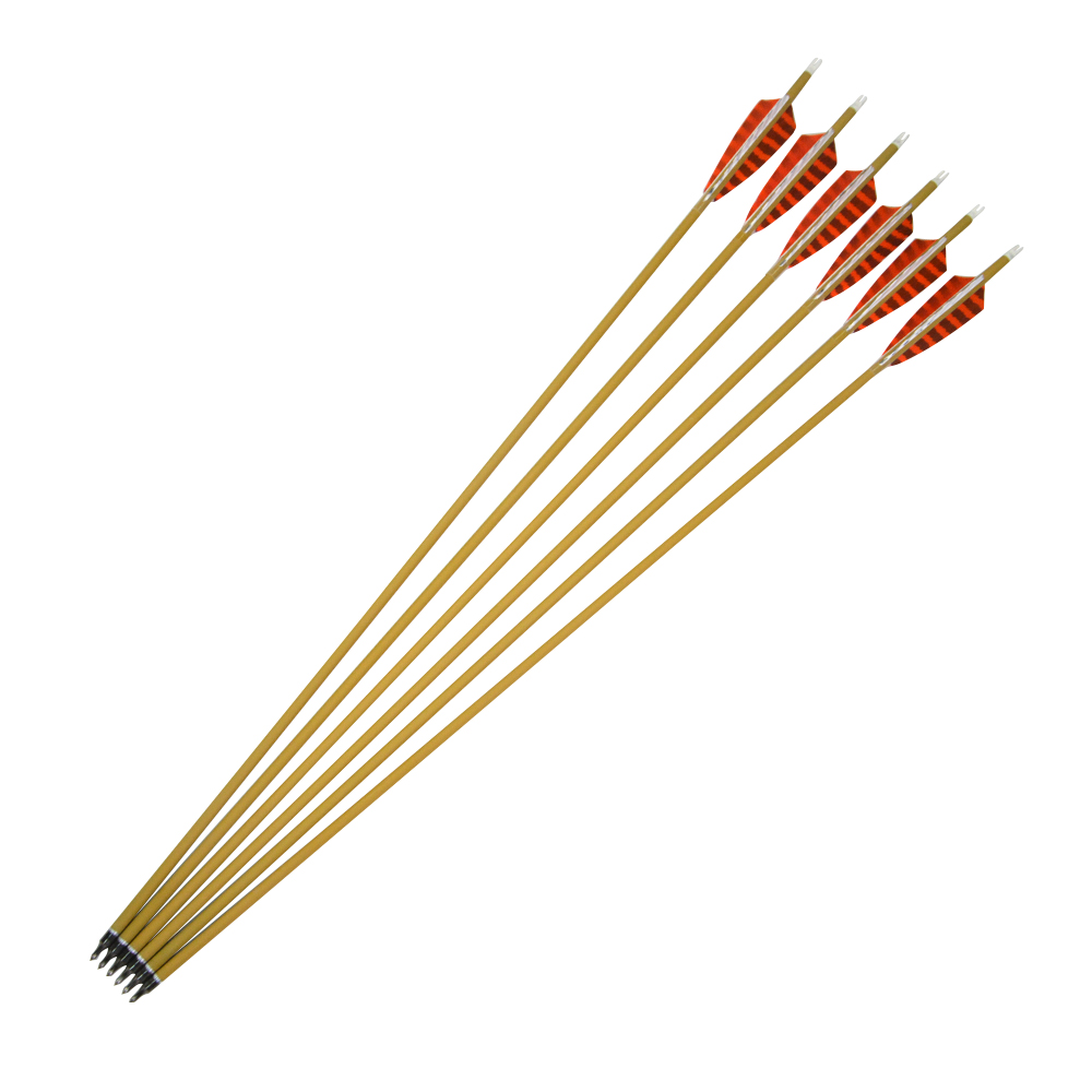 6/12 pcs 4" Real Feather Yellow Shaft Carbon Arrows Spine 500