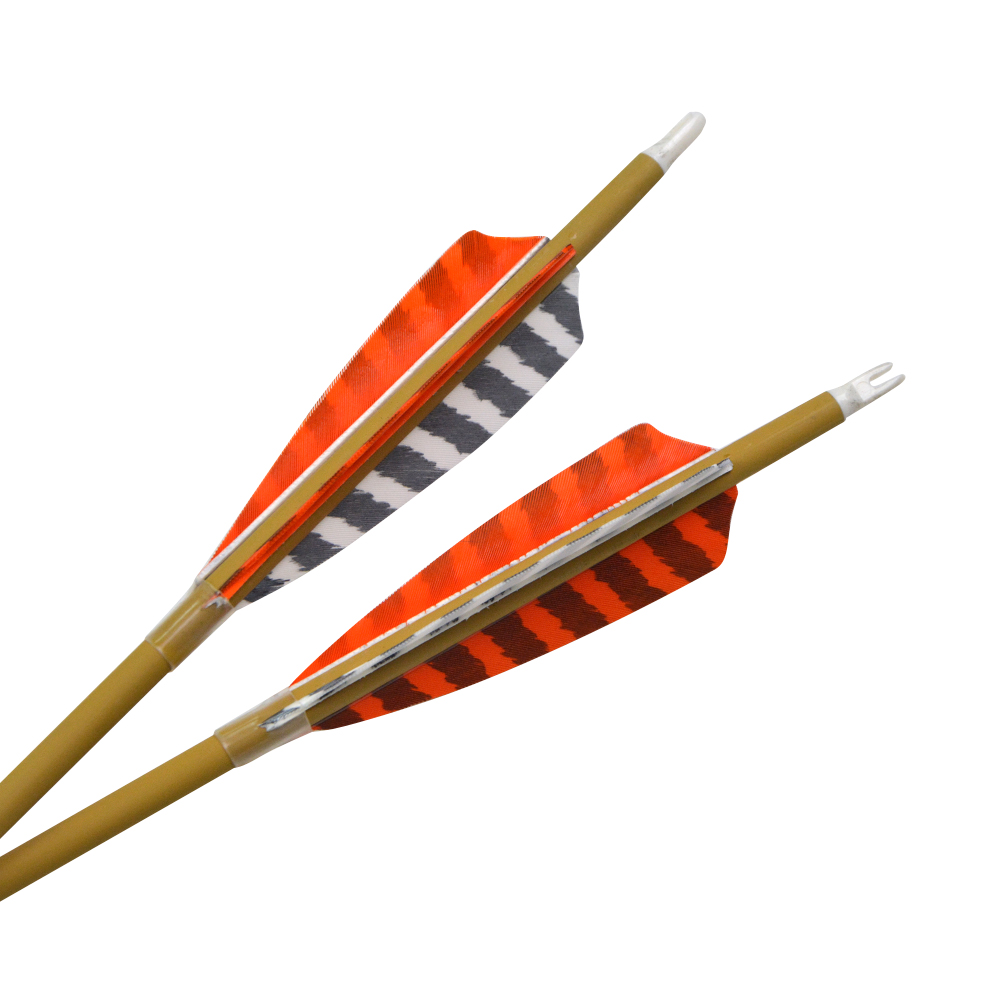 6/12 pcs 4" Real Feather Yellow Shaft Carbon Arrows Spine 500
