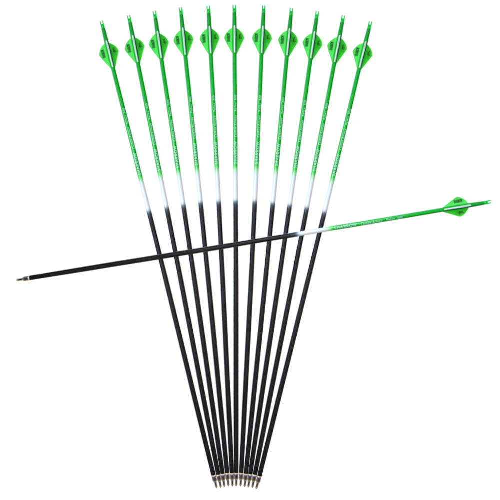 12pcs Colorful Carbon Arrows with 2-inch Rubber Fletching