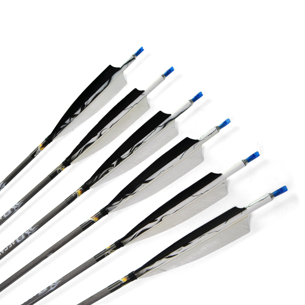 6pcs AF 500 Spine Pure Carbon Arrows – 23g with Steel Tip