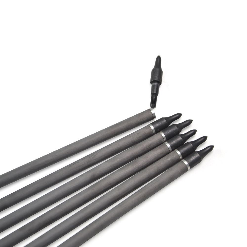 6pcs AF 500 Spine Pure Carbon Arrows – 23g with Steel Tip