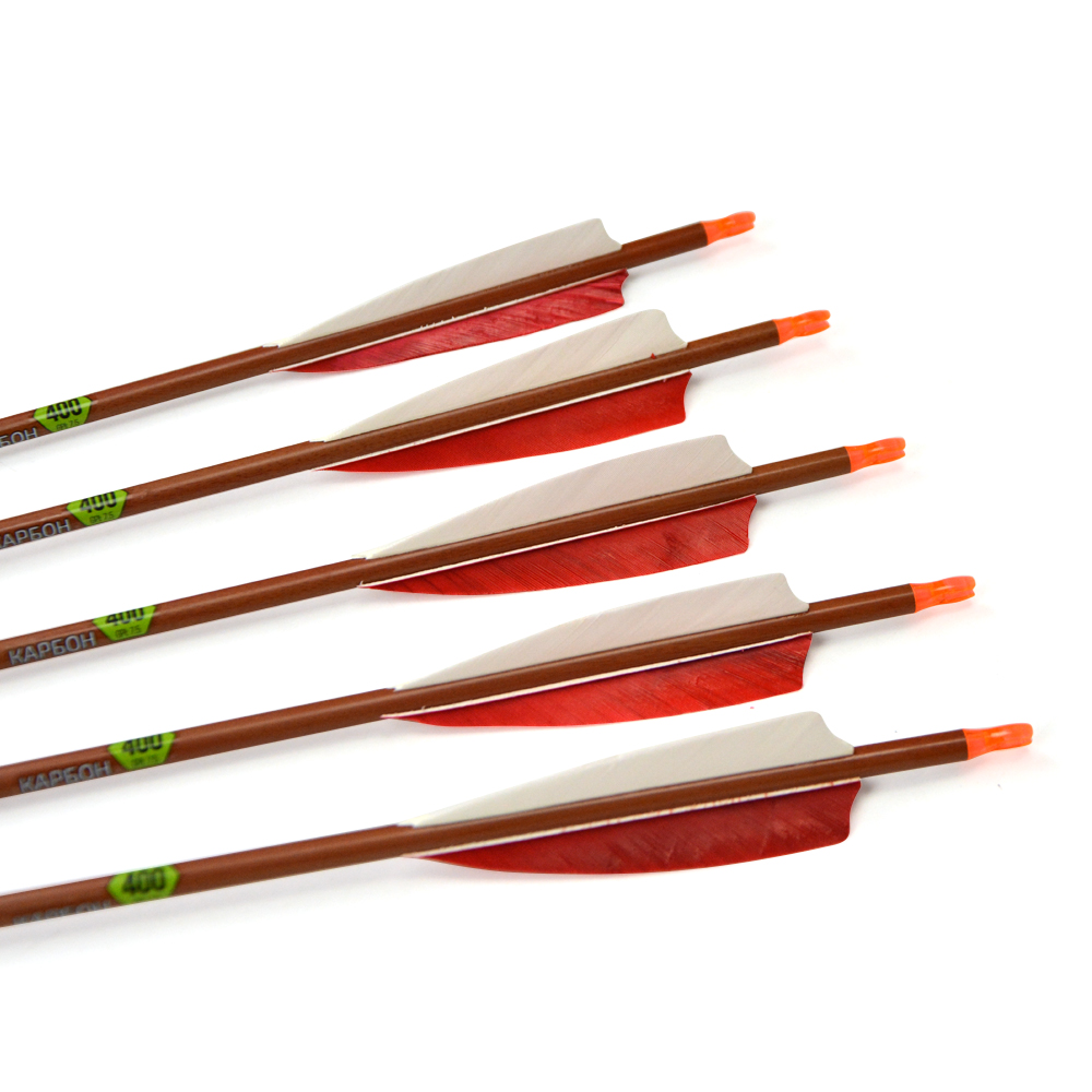 Pure Carbon Wood Grain Arrow 400 Spine 4" Feather 79.5cm