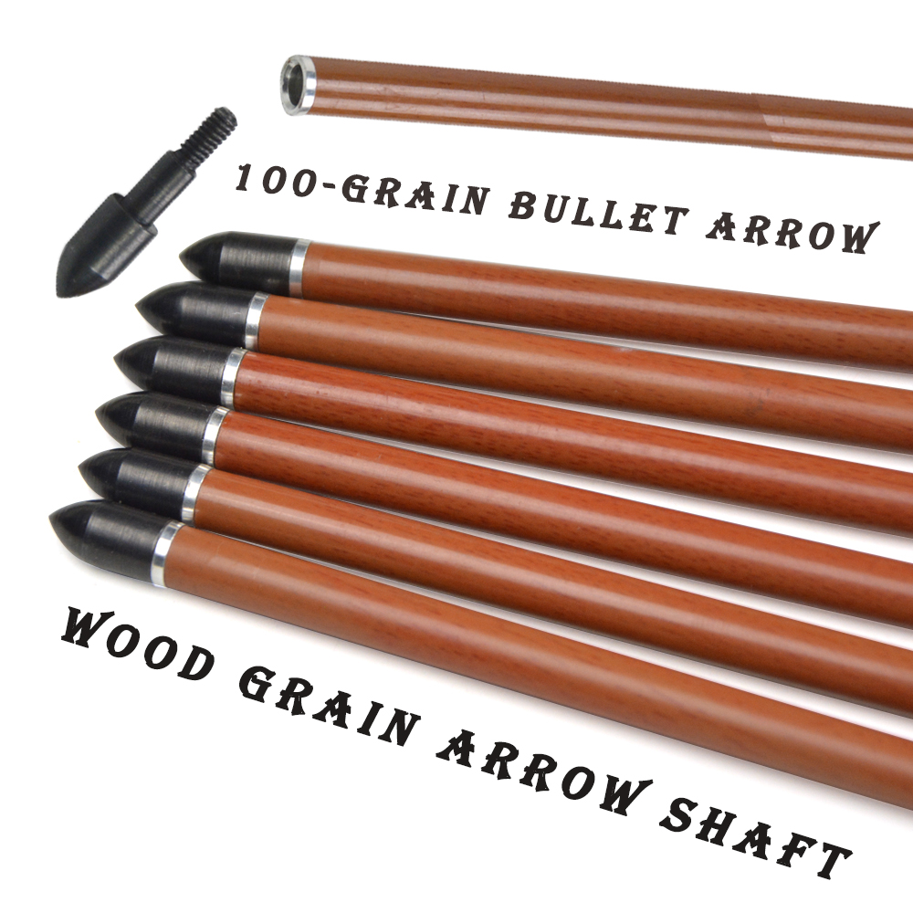 Pure Carbon Wood Grain Arrow 400 Spine 4" Feather 79.5cm