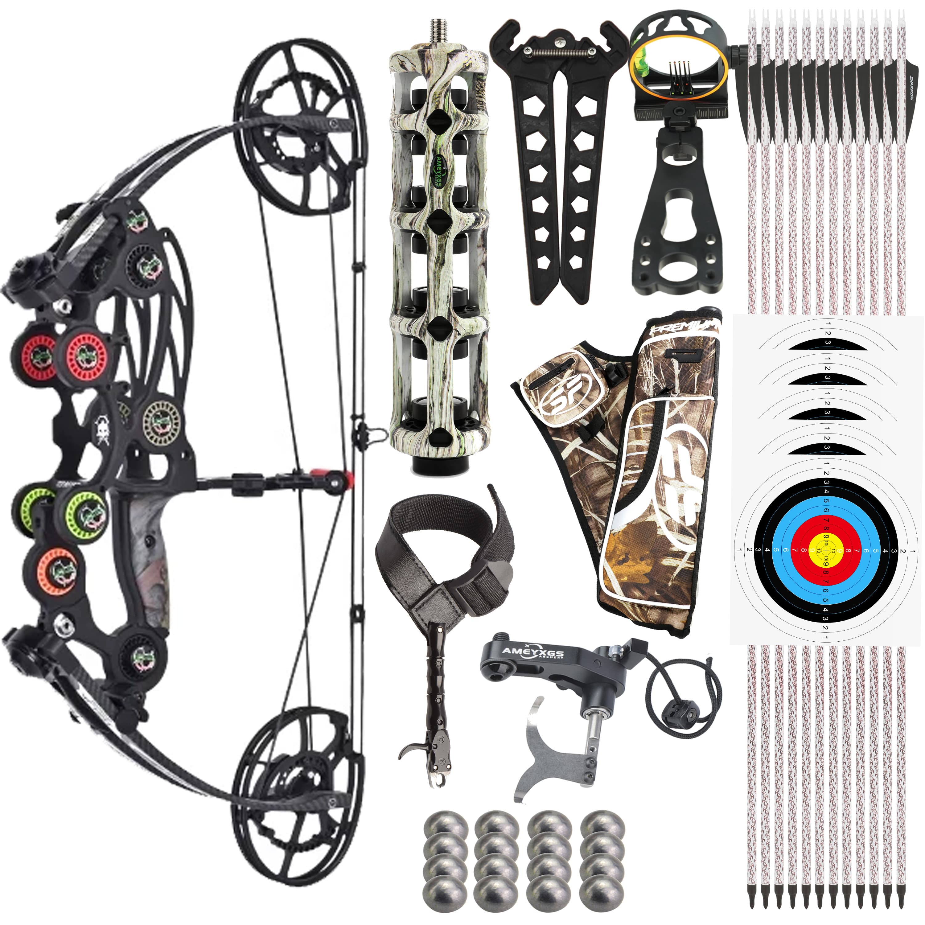Dual-use Ball Compound Bow Hunting Kit 40-65lbs Archery 