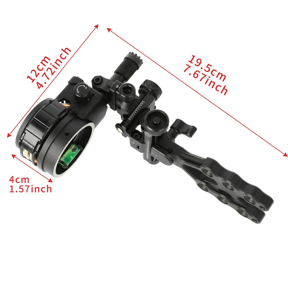 TX1550 Archery Bow Sight 4X 6X 8X Lens 5-Pin 0.019'' Optical Fiber Bow Hunting