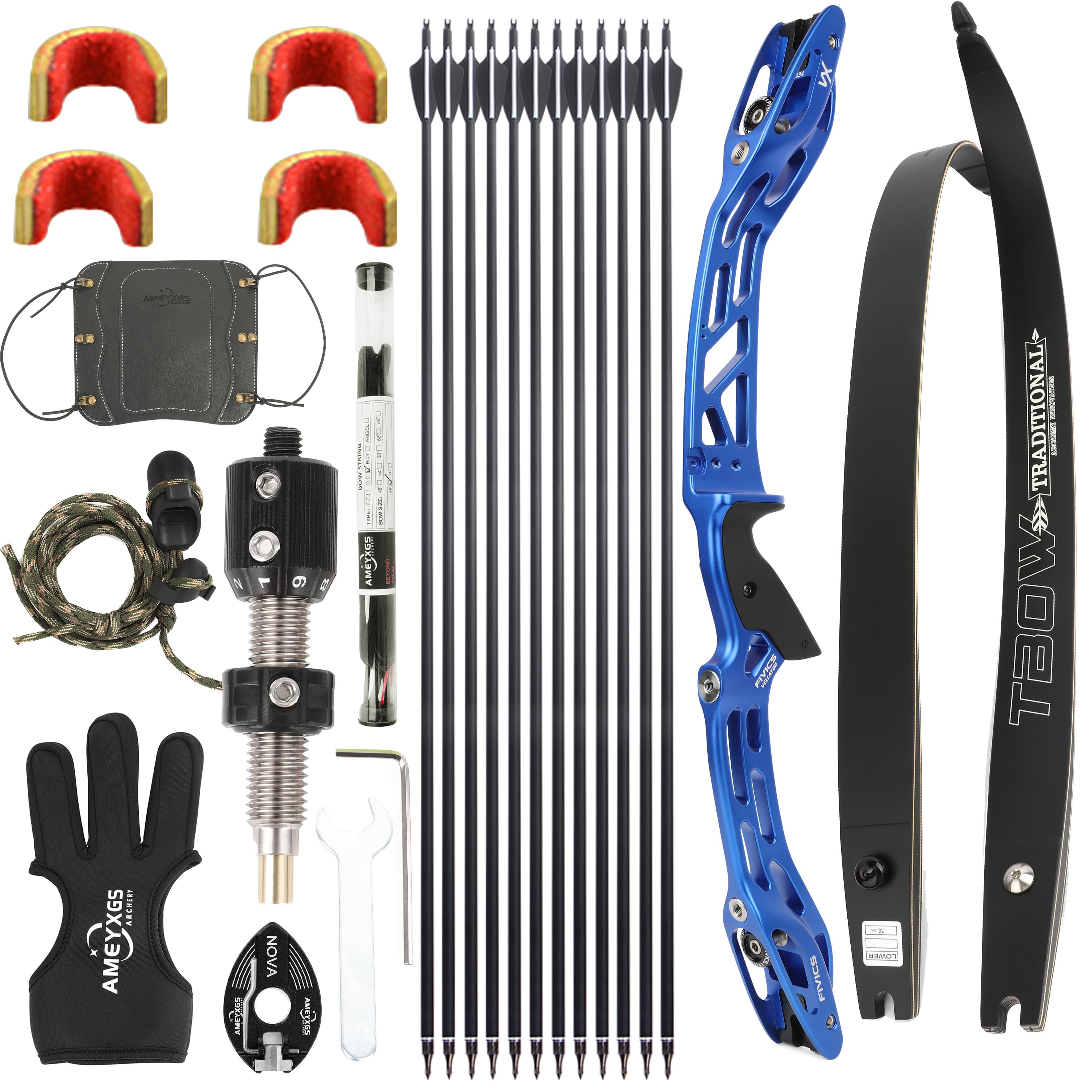 FIVICS Recurve Bow Kit 20-65lbs Takedown Shooting Archery Target 