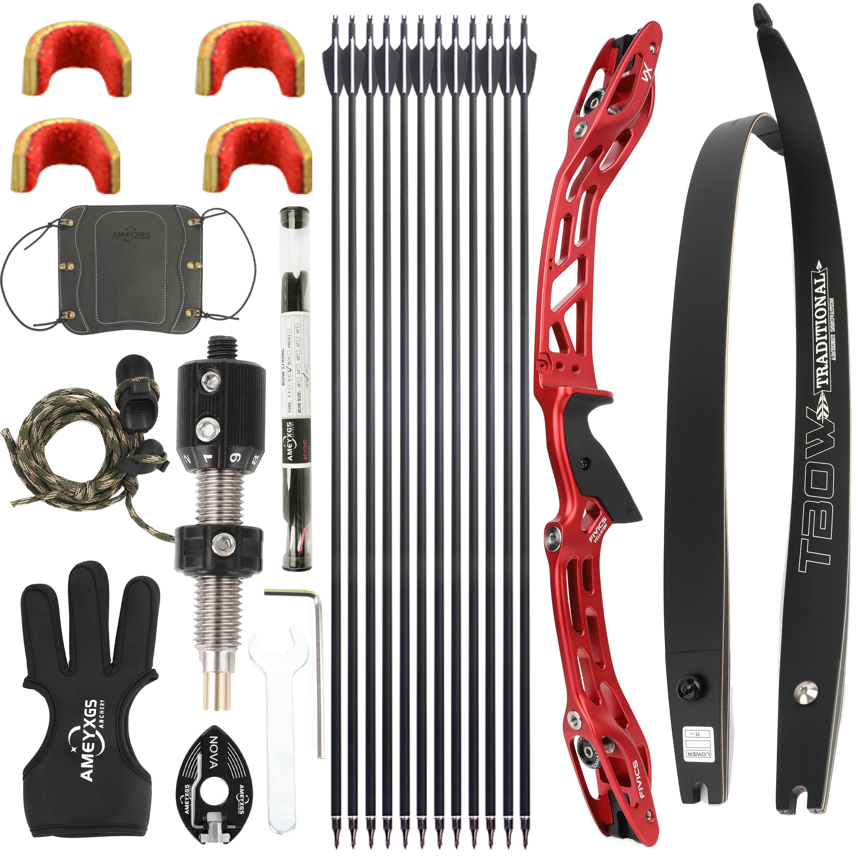 FIVICS Recurve Bow Kit 20-65lbs Takedown Shooting Archery Target 