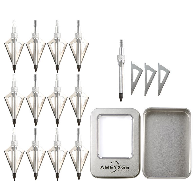 Archery Hunting Broadheads 3 Fixed Blade 100 Grain Arrow Tip for Compound Recurve Bow Crossbow Arrowheads