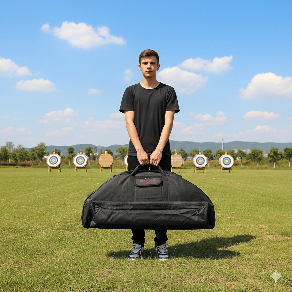 AMEYXGS Compound Bow Case Backpack – Black / Camo, 95cm / 115cm