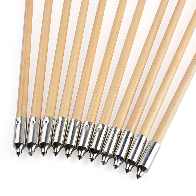 12X Wooden Arrows Handmade Shaft Archery Flu-Flu Spiral Wrap Feather Longbow Hunt