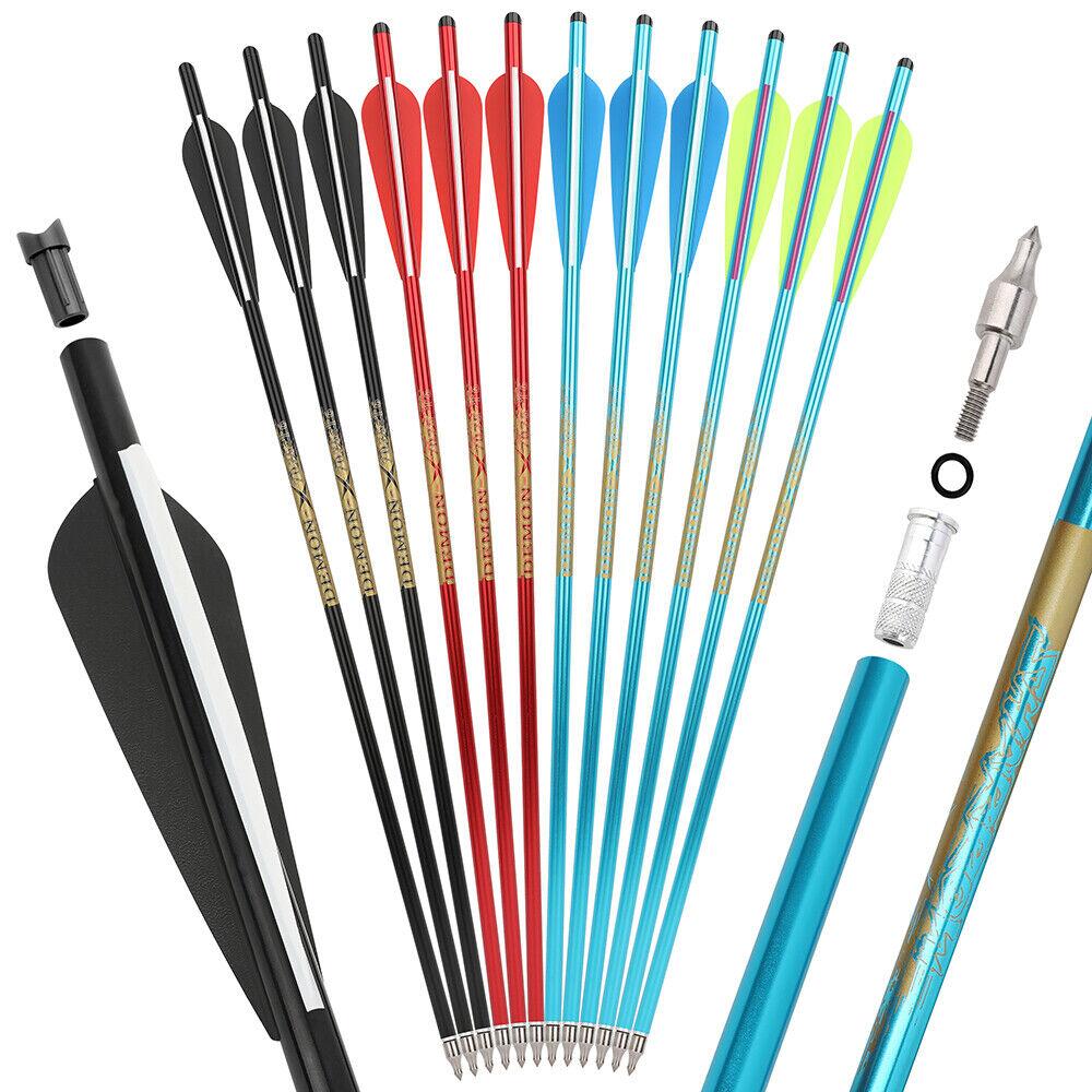 12pcs Crossbow Bolts Aluminum Arrows 20in 22in Vanes Crossbow Hunting Archery Shooting