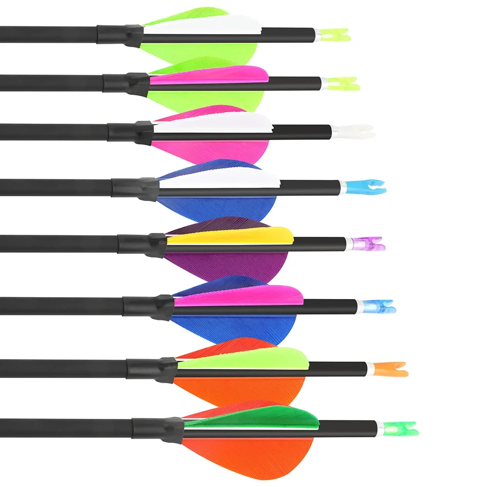 12pcs Archery Pure Carbon Arrows Water-drop Turkey Feather ID 4.2mm Spine 700/800/900/1000 for Bow Shooting Hunting Training