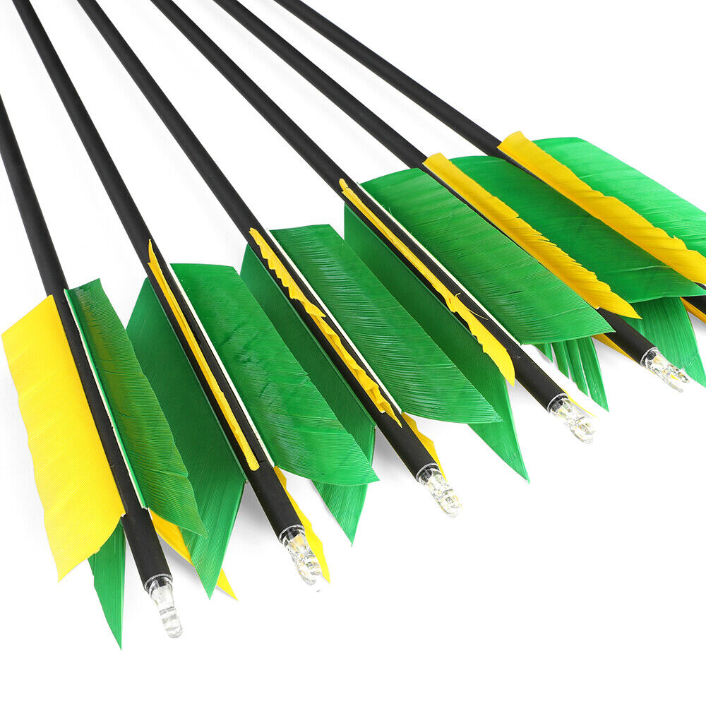 12pcs 30" Carbon Arrows 4"  Feather SP500 Bow Hunt Archery Shoot Target