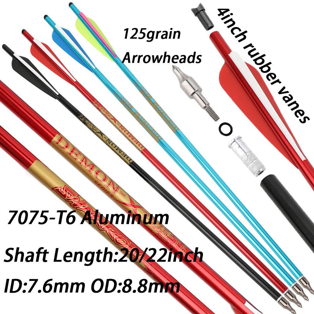 12pcs Crossbow Bolts Aluminum Arrows 20in 22in Vanes Crossbow Hunting Archery Shooting