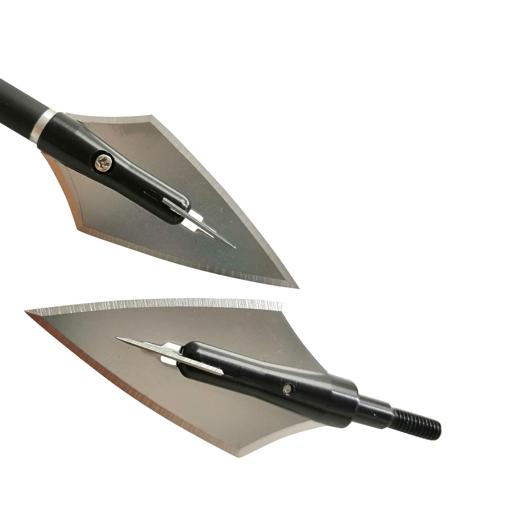 6pcs 160 Grain Aluminum Broadhead No-Hole Hunting Arrow Tips – Black