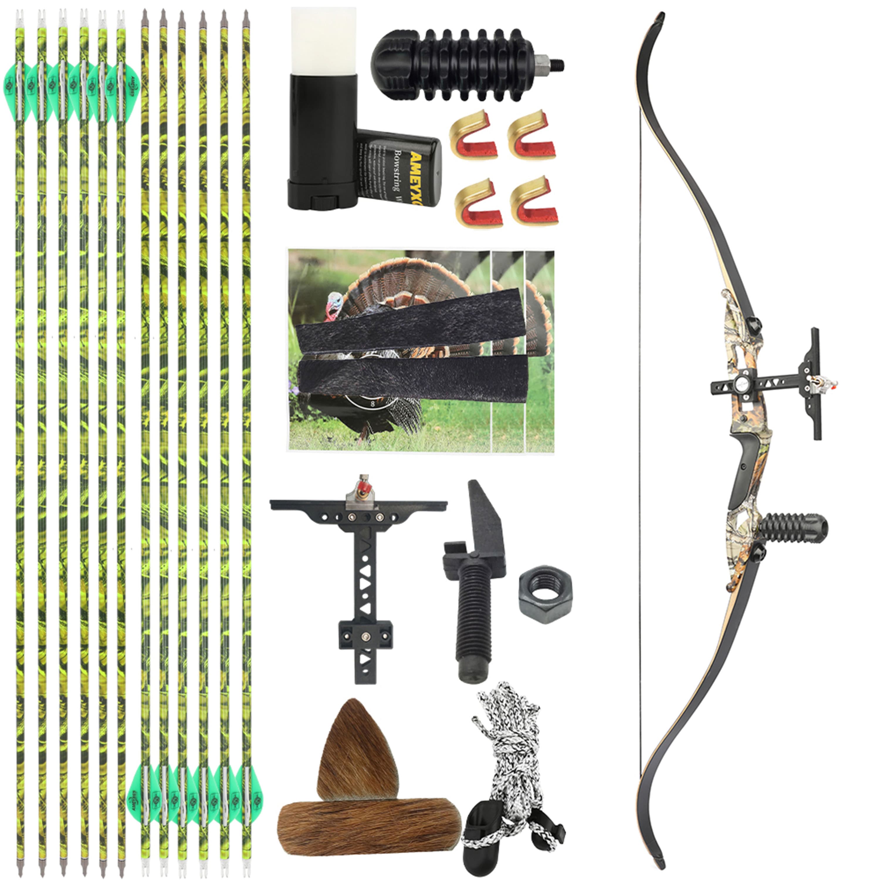 JUNXING F179 30-50lbs Archery Recurve Bow Kit 56" Takedown Hunting