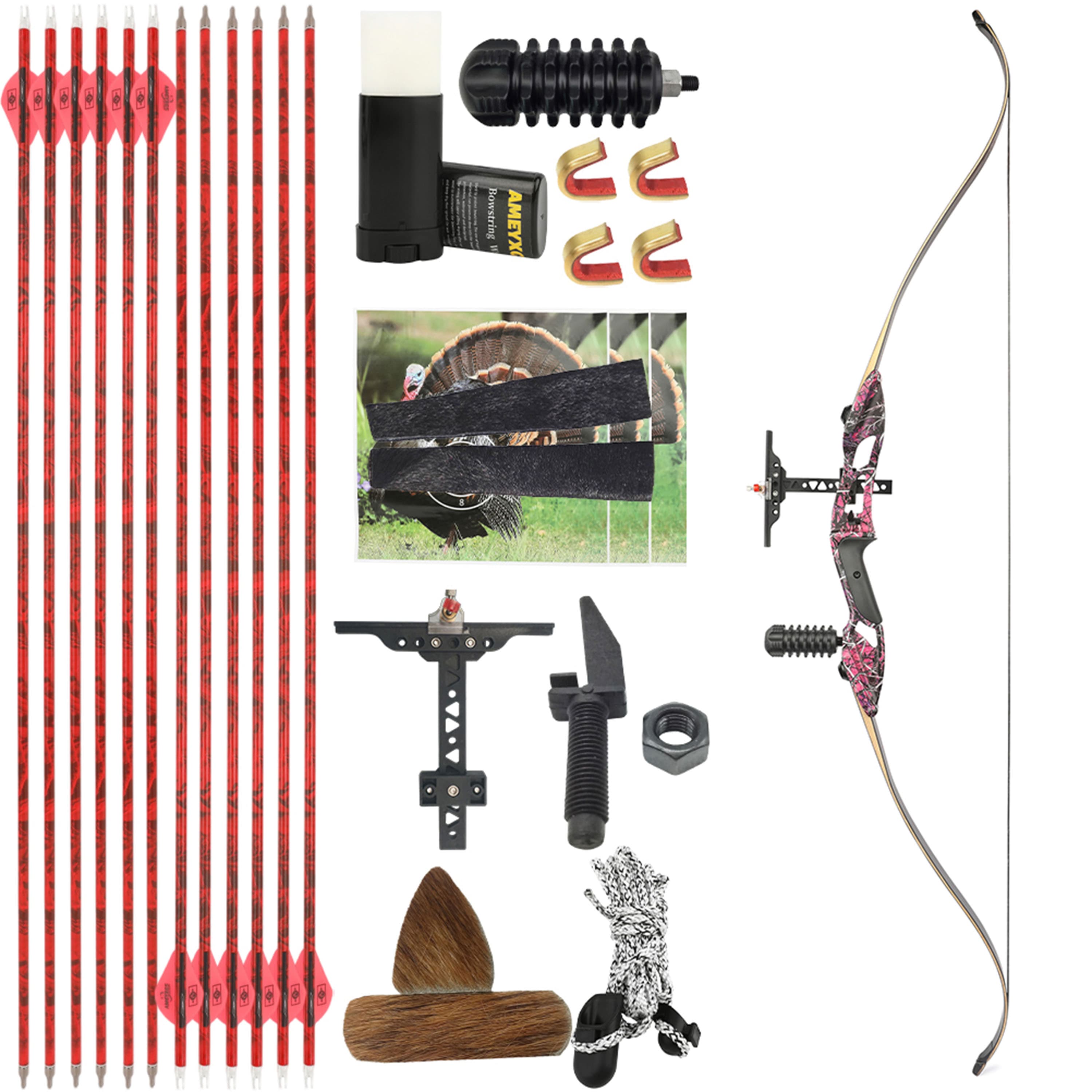 JUNXING F179 30-50lbs Archery Recurve Bow Kit 56" Takedown Hunting