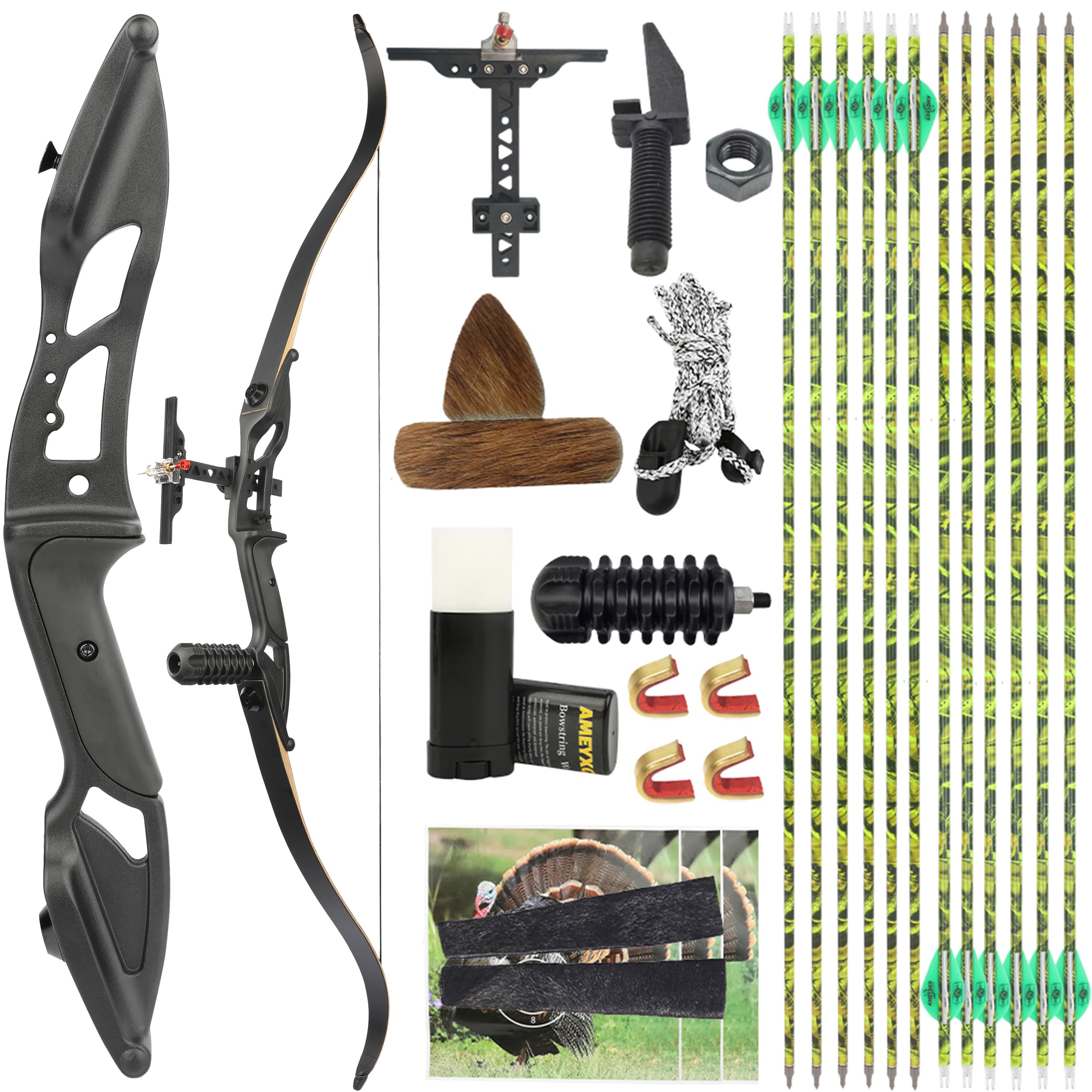 JUNXING F179 30-50lbs Archery Recurve Bow Kit 56" Takedown Hunting