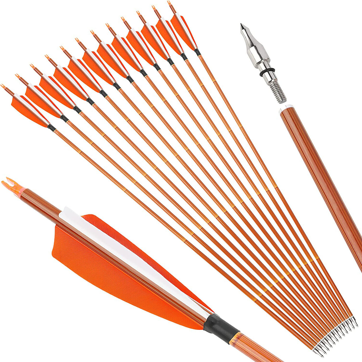 12pcs Archery 30" Carbon Arrows 4" Feathers SP500 Compound Recurve Bow Target Hunting
