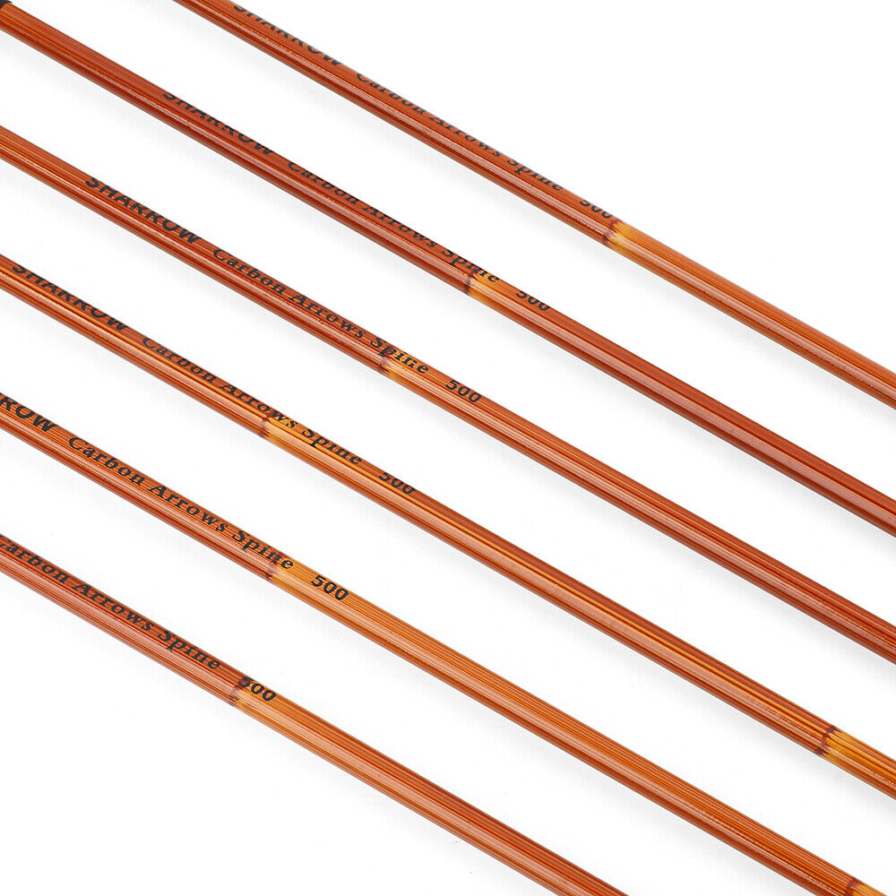 12pcs Archery 30" Carbon Arrows 4" Feathers SP500 Compound Recurve Bow Target Hunting