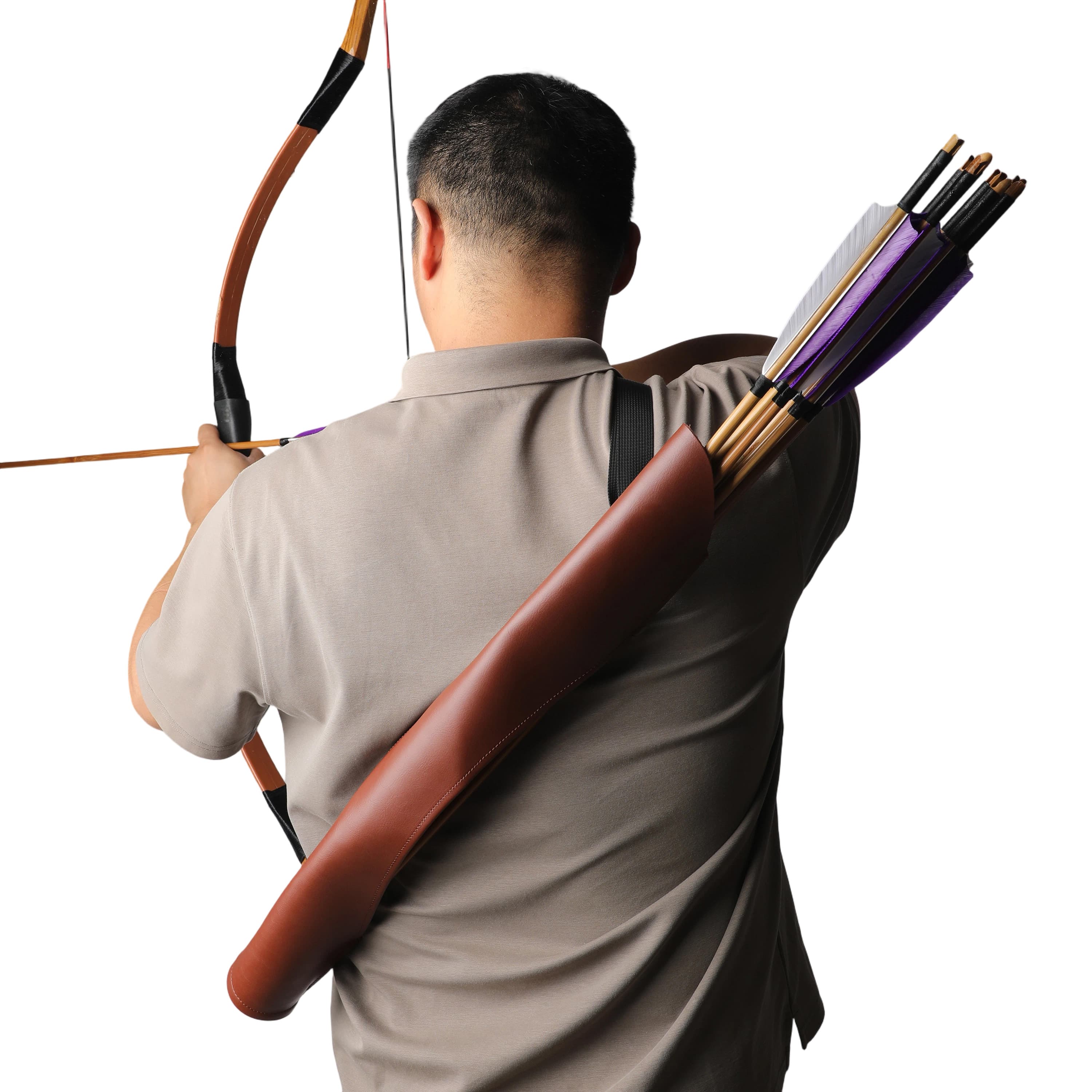 Adjustable Leather Arrow Quiver Backpack for Archery Target Shooting
