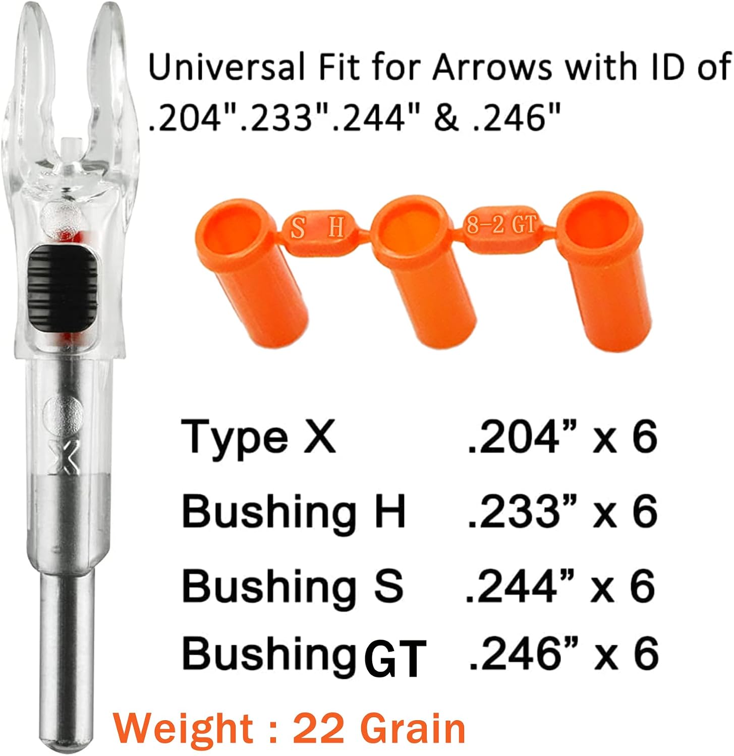 Lighted Arrow Nocks X/5.2mm LED Nock with H S GT Bushings 6PCS