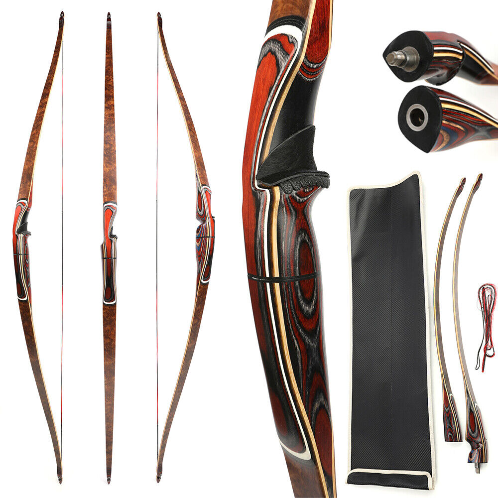 60'' Traditional Bow Longbow Takedown 20-55lbs Horsebow Archery Hunting Target