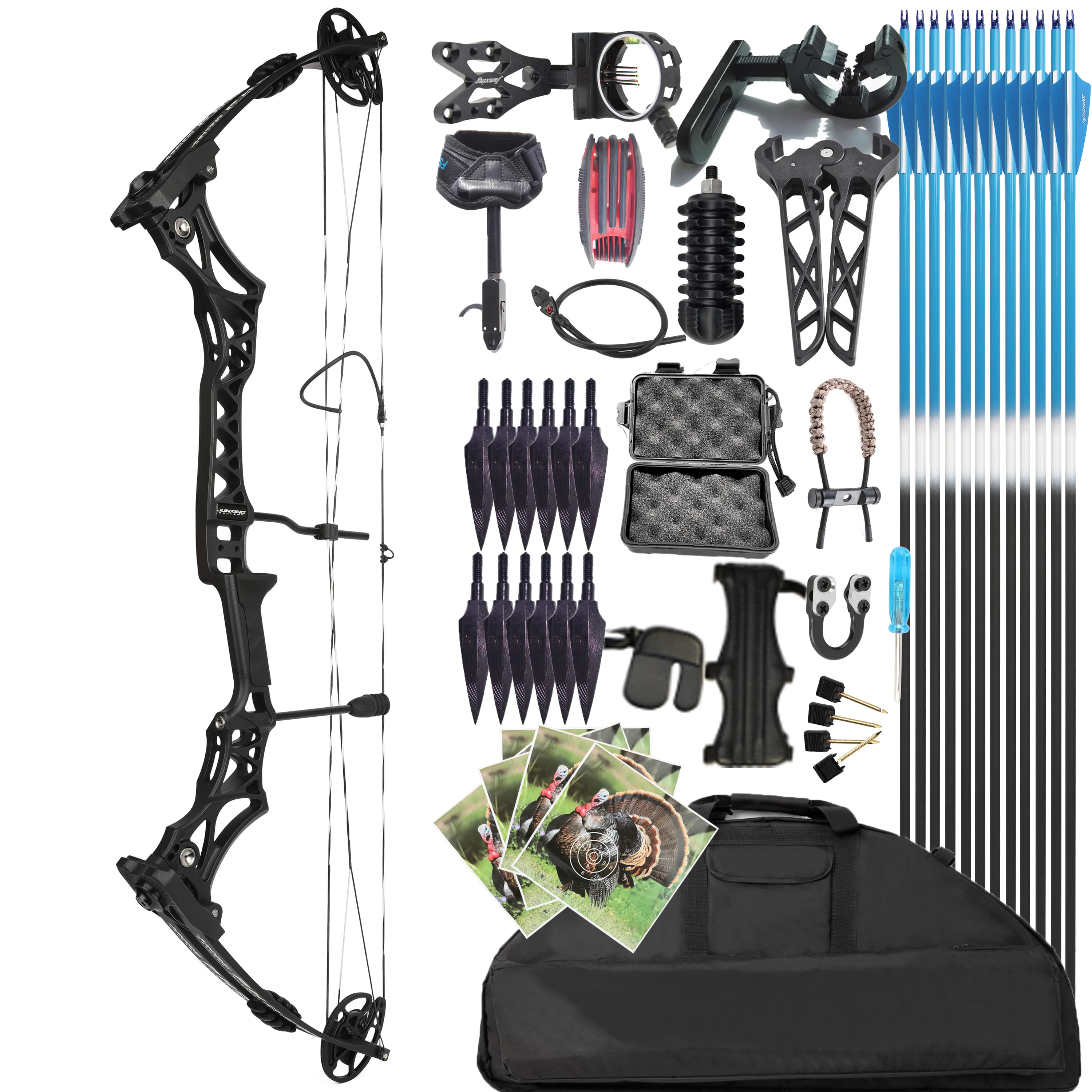 Junxing M108 Compound Bow 30-55lb Black Full Set