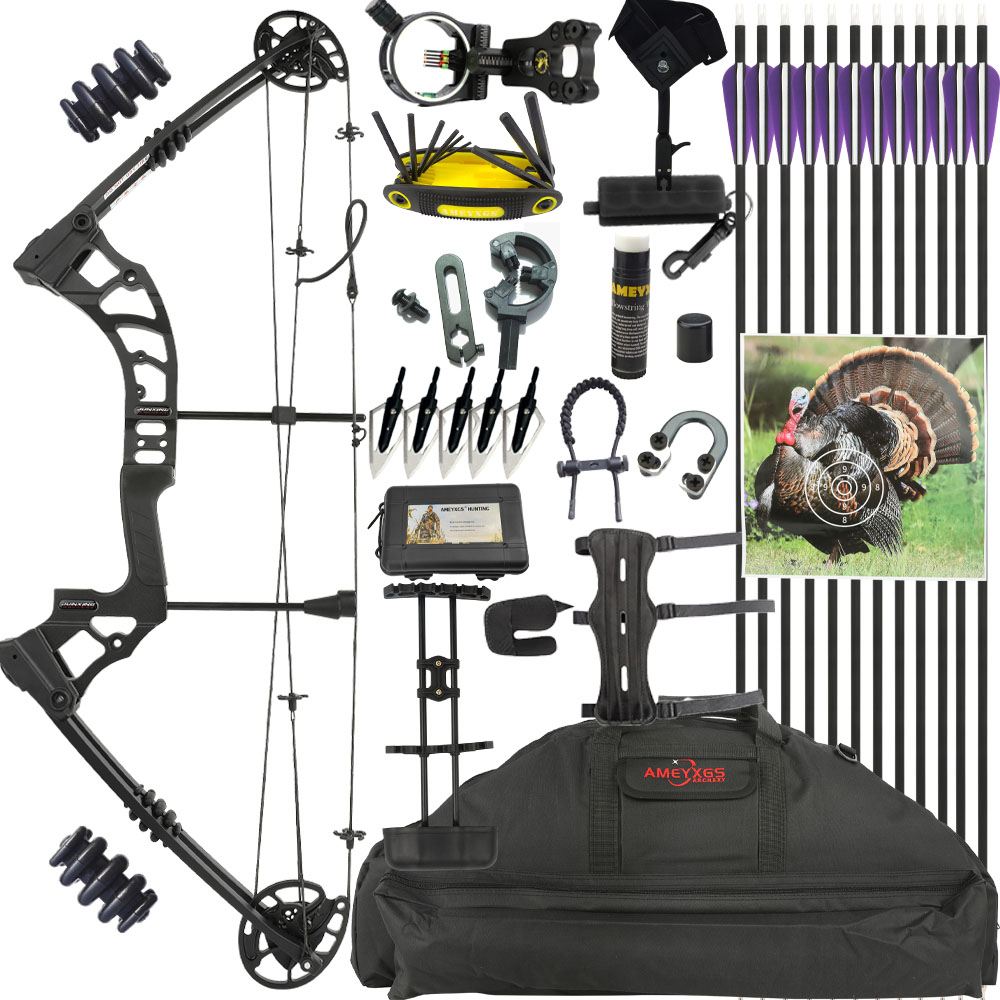 Archery black Compound Bow Set 0-70lbs Right Hand Hunting