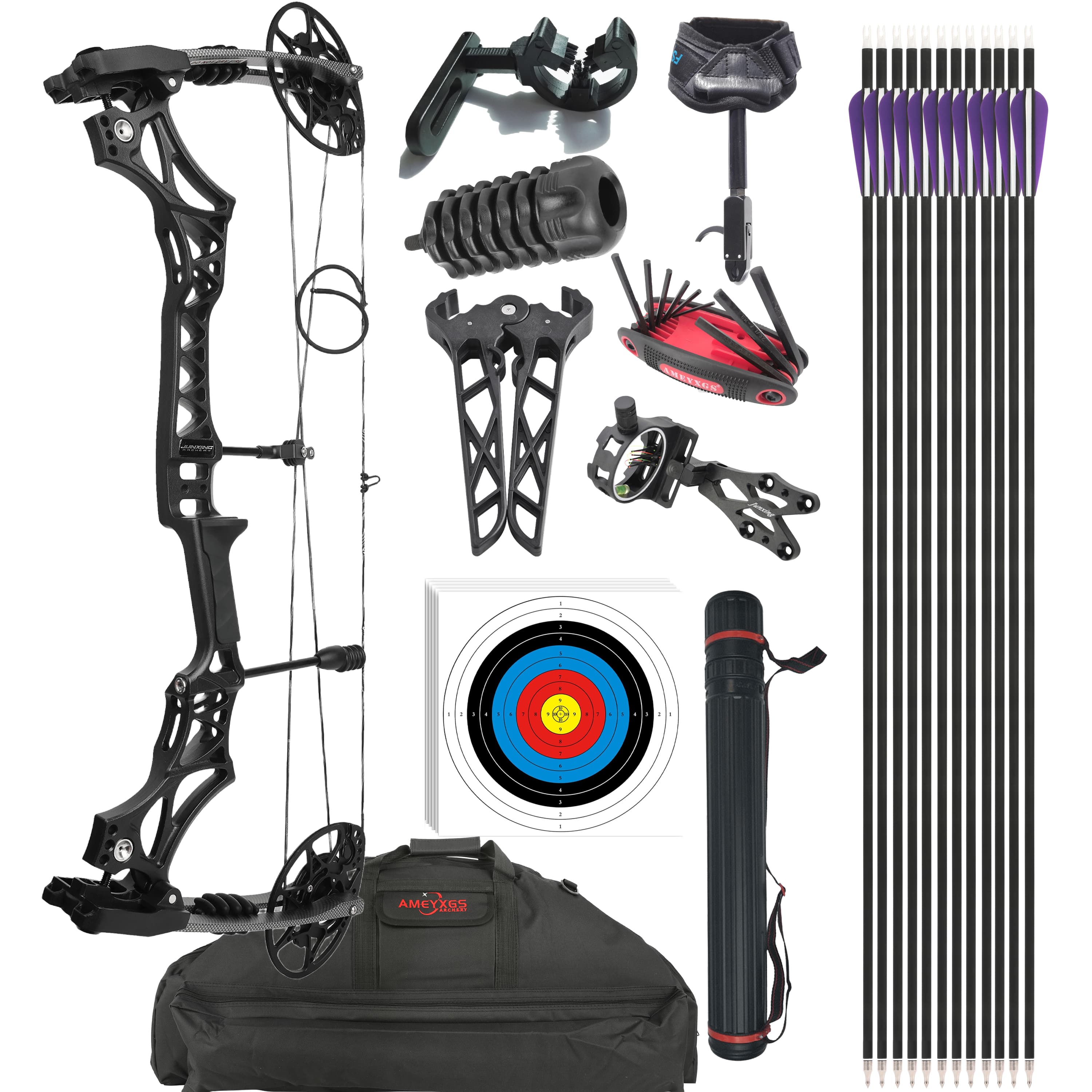 Junxing M128 Compound Bow Package 340 FPS 30-70 LBS Hunting Kit