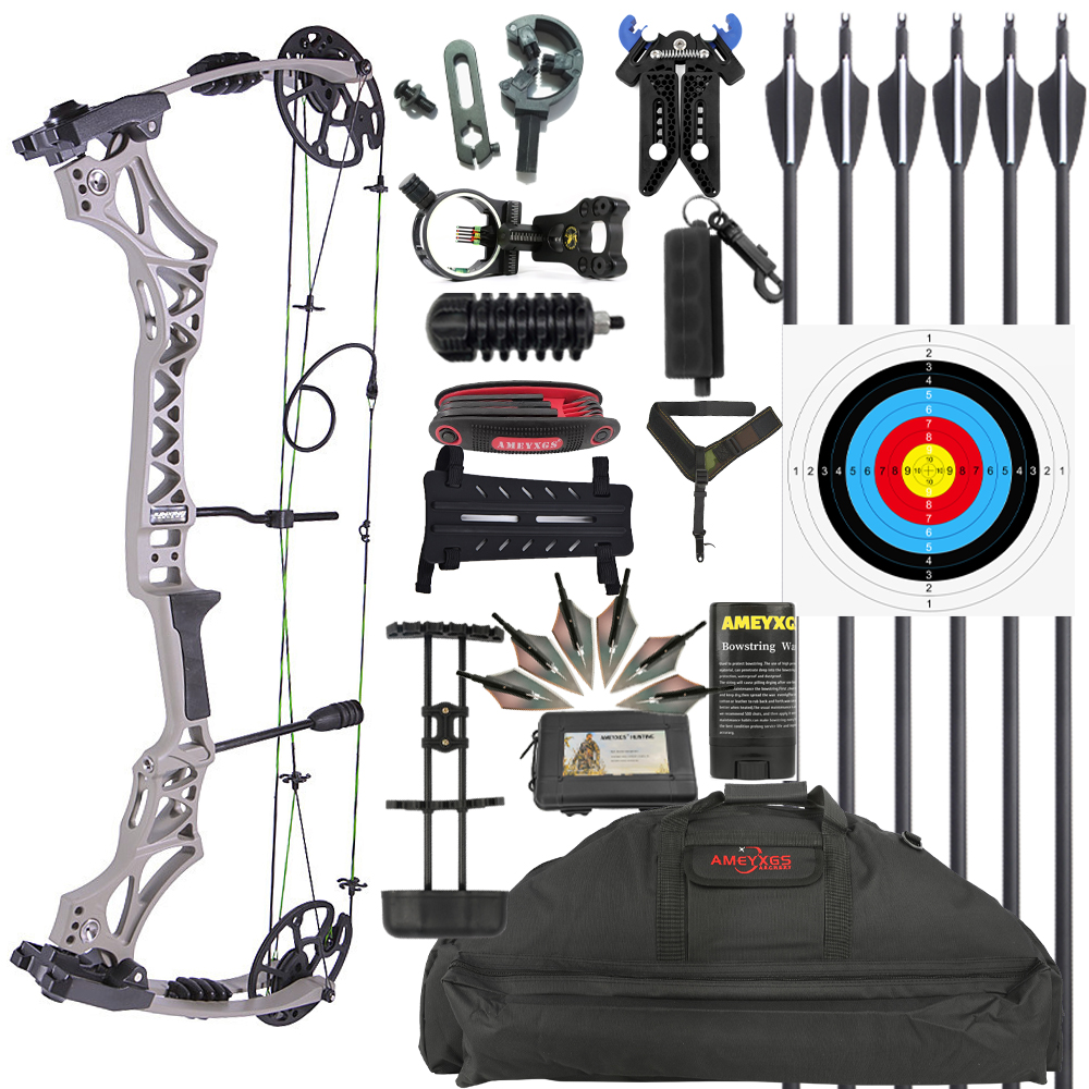 Junxing M129 Compound Bow 30–70lb Gray Green Set
